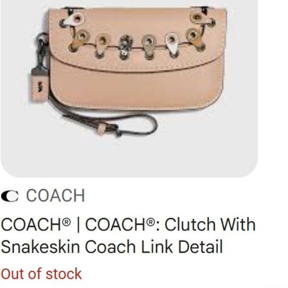 Coach Wristlet Bag Purse Clutch Leather Snakeskin Like New Link Detail Like New! - Picture 3 of 16